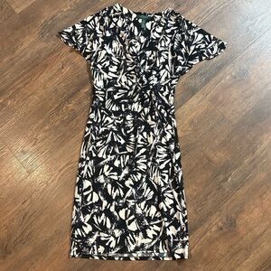 Lauren Ralph Lauren Black and Cream faux wrap dress floral